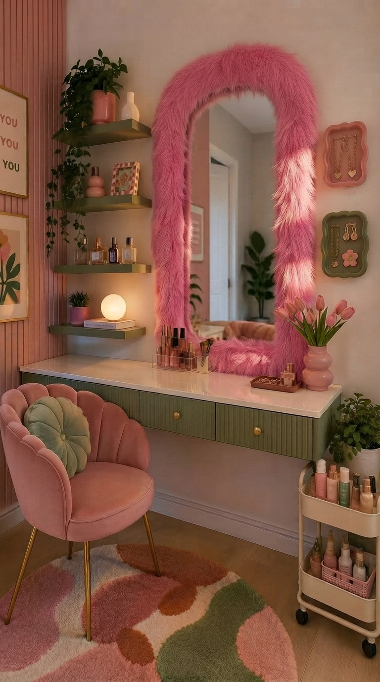 24"x63" Pink Faux Framed Leaning Mirror Review: The Vanity Corner Piece Everyone's Pinning